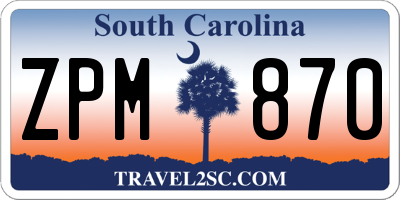 SC license plate ZPM870