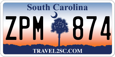 SC license plate ZPM874
