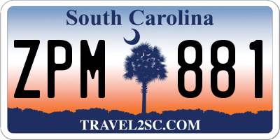 SC license plate ZPM881