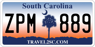 SC license plate ZPM889