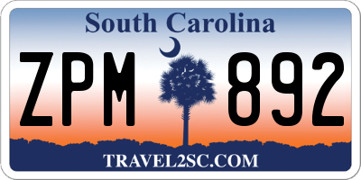 SC license plate ZPM892