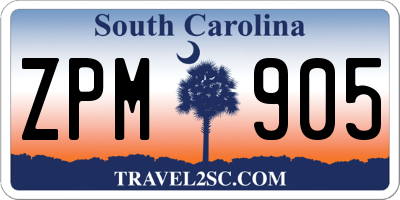 SC license plate ZPM905