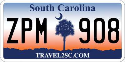 SC license plate ZPM908