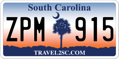 SC license plate ZPM915