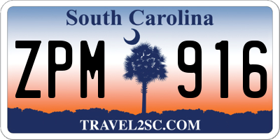 SC license plate ZPM916