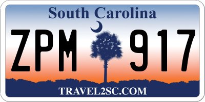 SC license plate ZPM917
