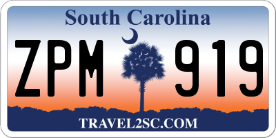 SC license plate ZPM919