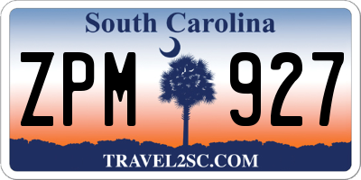 SC license plate ZPM927