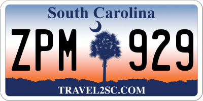 SC license plate ZPM929