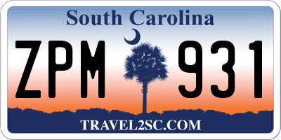 SC license plate ZPM931