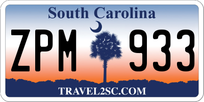 SC license plate ZPM933