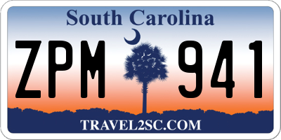 SC license plate ZPM941