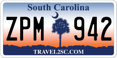 SC license plate ZPM942