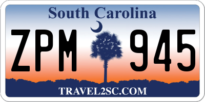 SC license plate ZPM945