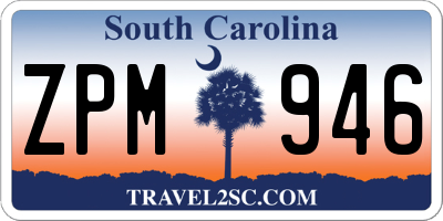 SC license plate ZPM946
