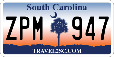 SC license plate ZPM947