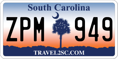 SC license plate ZPM949