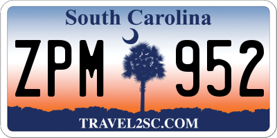SC license plate ZPM952