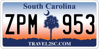 SC license plate ZPM953