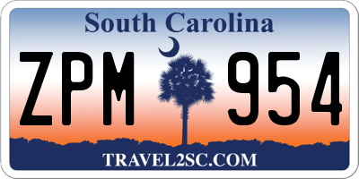 SC license plate ZPM954