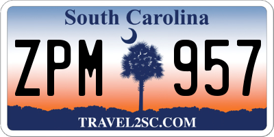SC license plate ZPM957