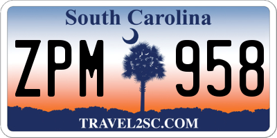 SC license plate ZPM958