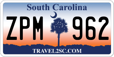 SC license plate ZPM962