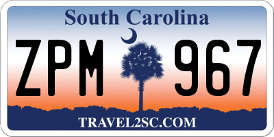 SC license plate ZPM967