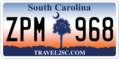 SC license plate ZPM968