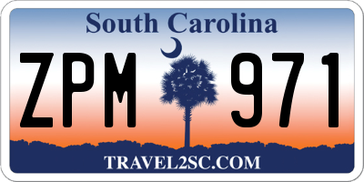 SC license plate ZPM971