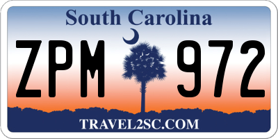 SC license plate ZPM972