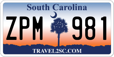 SC license plate ZPM981