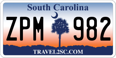 SC license plate ZPM982