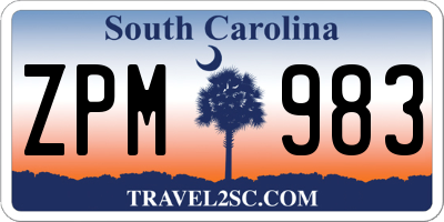 SC license plate ZPM983