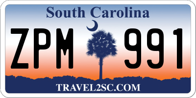 SC license plate ZPM991
