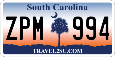 SC license plate ZPM994