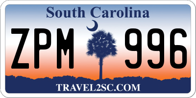 SC license plate ZPM996