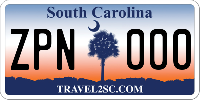 SC license plate ZPN000