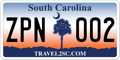 SC license plate ZPN002