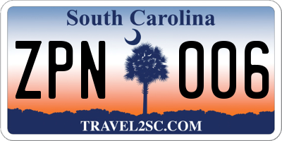 SC license plate ZPN006