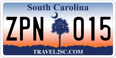 SC license plate ZPN015