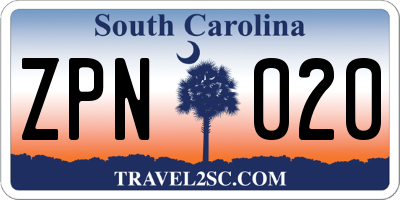SC license plate ZPN020
