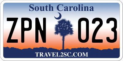 SC license plate ZPN023