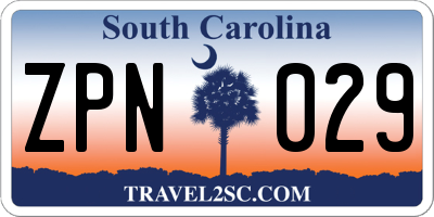 SC license plate ZPN029