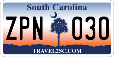 SC license plate ZPN030