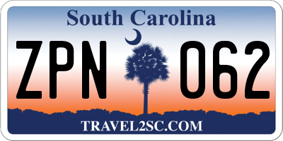 SC license plate ZPN062