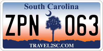 SC license plate ZPN063