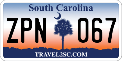 SC license plate ZPN067