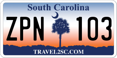 SC license plate ZPN103