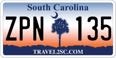 SC license plate ZPN135